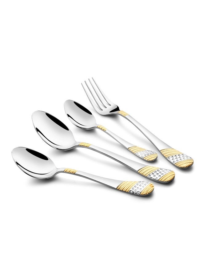 Fns Imperio 24 Karat Gold Plated 24 Pc Cutlery Set with Beautiful Leatherette Packaging - Includes 6 Dinner Spoons, 6 Dinner Forks, 6 Teaspoons, 6 Baby Spoons, Elegant Gold Finish - Image 5